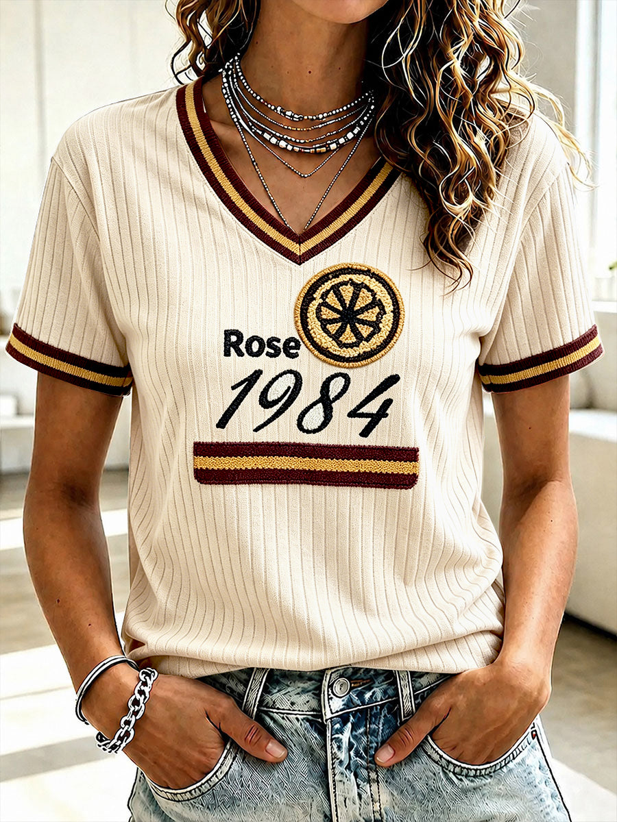 Women’s Vintage Off-White ‘The Stone Rose 1984’ Print Casual T-shirt