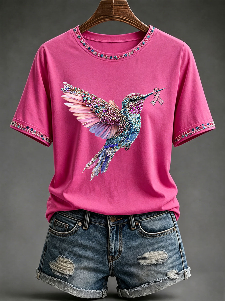 Women's Breast Cancer Awareness Print Casual T-Shirt