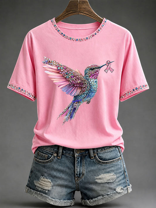 Women's Breast Cancer Awareness Print Casual T-Shirt