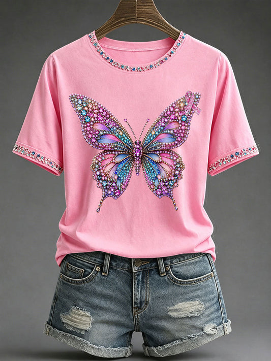 Women's Breast Cancer Awareness Print Casual T-Shirt