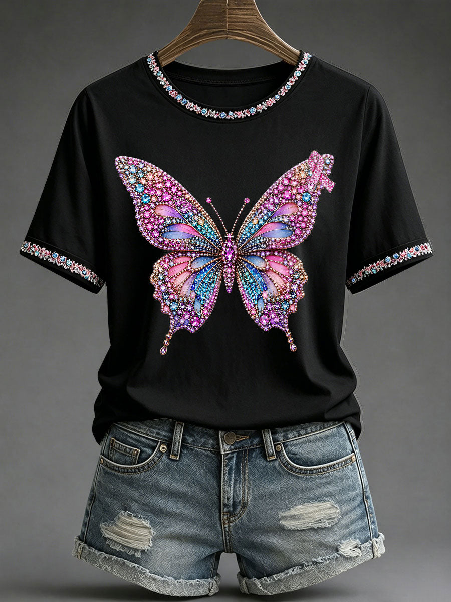 Women's Breast Cancer Awareness Print Casual T-Shirt