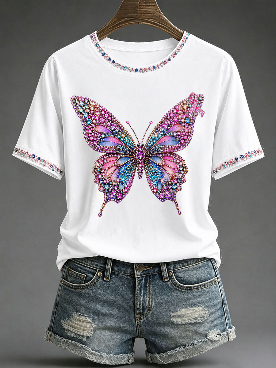 Women's Breast Cancer Awareness Print Casual T-Shirt