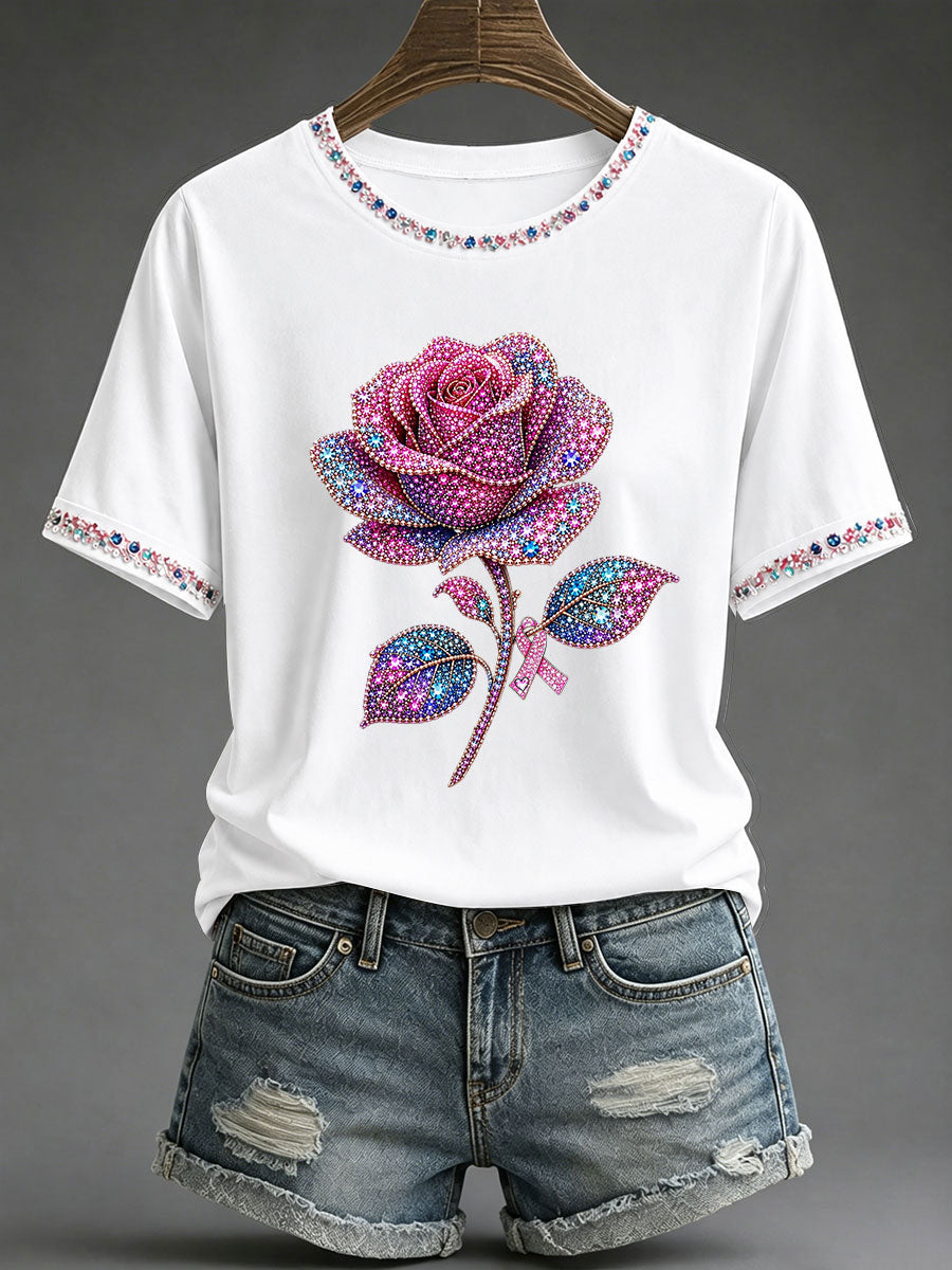 Women's Breast Cancer Awareness Print Casual T-Shirt