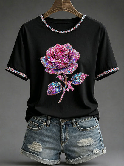 Women's Breast Cancer Awareness Print Casual T-Shirt