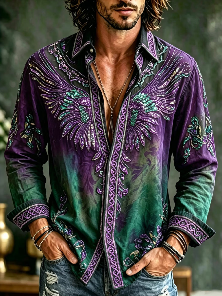 Retro Floral Print Art Print Casual Cotton And Linen Shirt