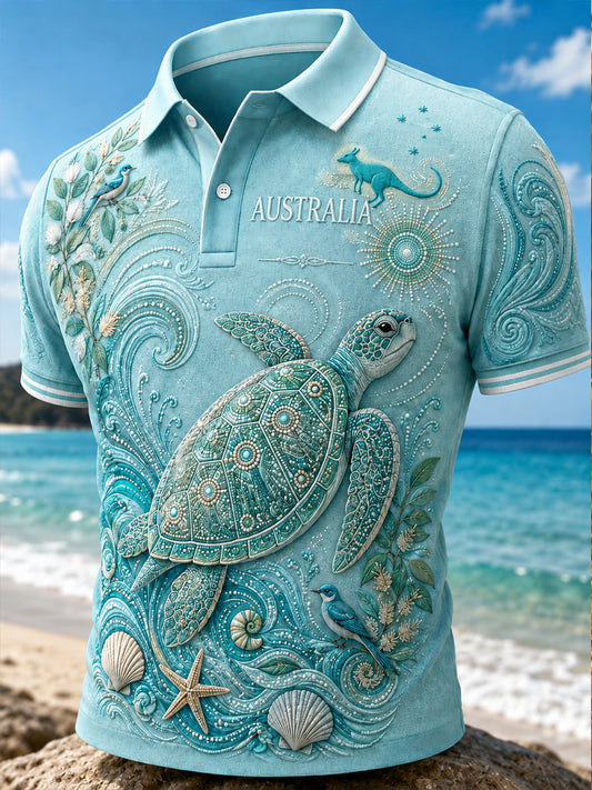 Retro Australian Ethnic Style Art Print Casual Polo Shirt