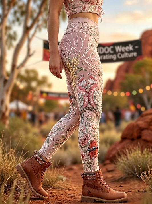 Women's AU Aboriginal Art NAIDOC Week Printed Sports Stretch Leggings
