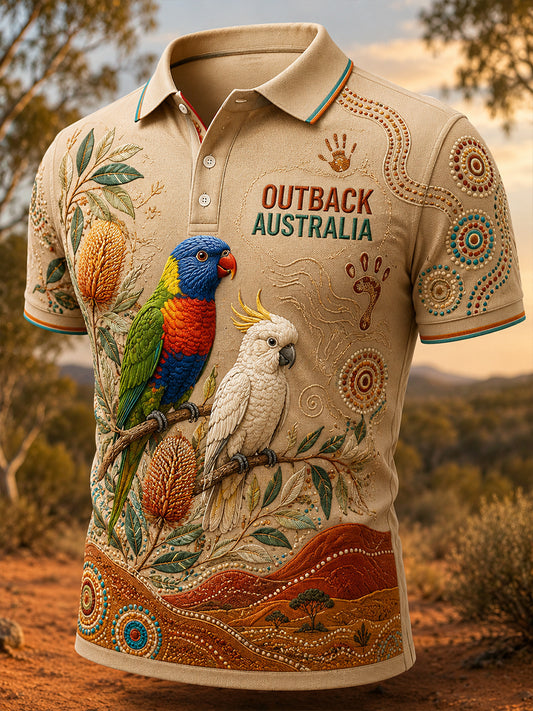 Retro Australian Ethnic Style Art Print Casual Polo Shirt