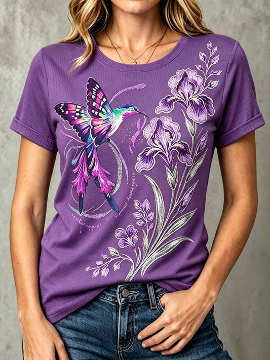 Women's Alzheimer's Awareness Pattern Printed T-Shirt