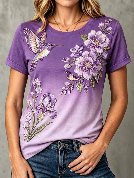 Women's Alzheimer's Awareness Pattern Printed T-Shirt