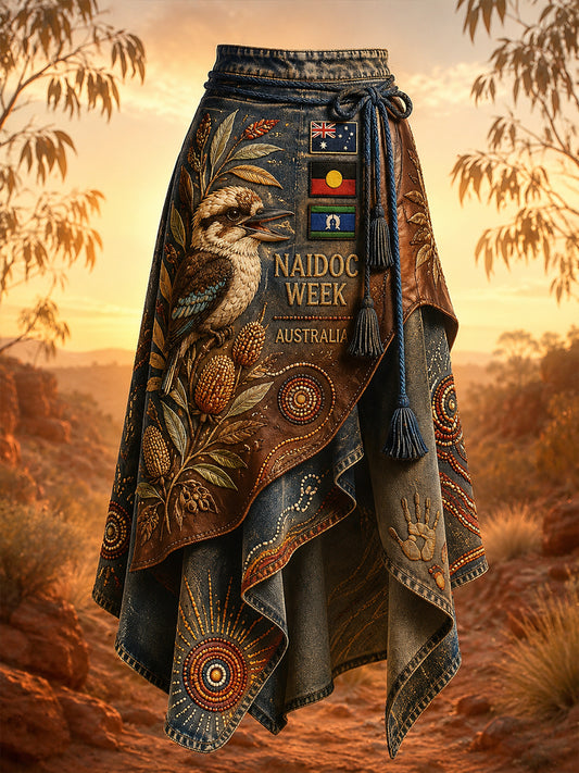 Women's Australia Naidoc Week  Art Printed Irregular Skirt