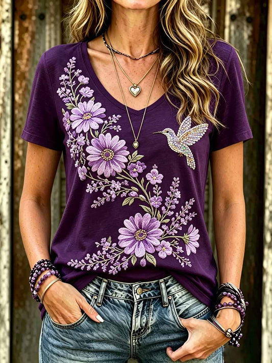 Women's Alzheimer's Awareness Pattern Printed T-Shirt