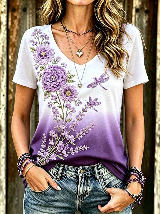 Women's Alzheimer's Awareness Pattern Printed T-Shirt