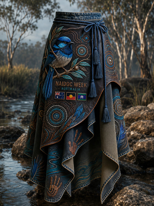 Women's Australia Naidoc Week  Art Printed Irregular Skirt