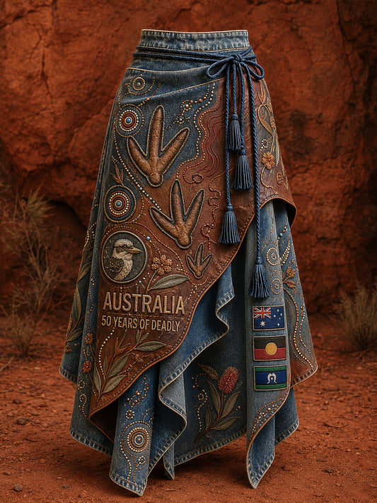 Women's Australia Naidoc Week Art Printed Irregular Skirt