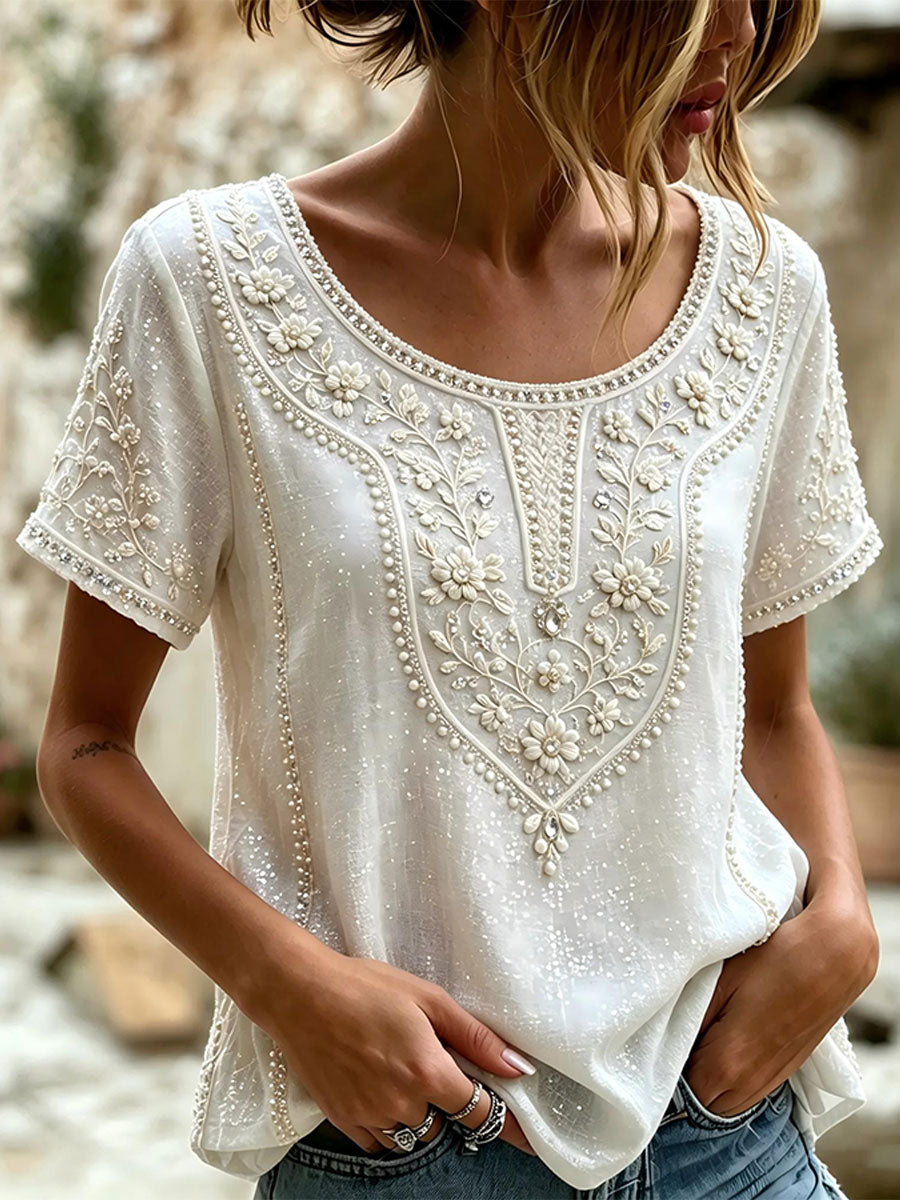 Women's elegant linen cotton top