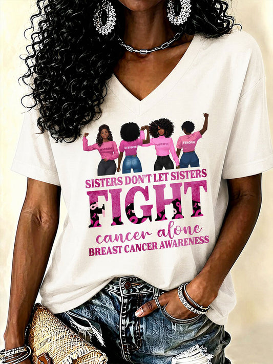Women's Sisters Don't Let Sisters Fight Cancer Alone Short Sleeve T-Shirt