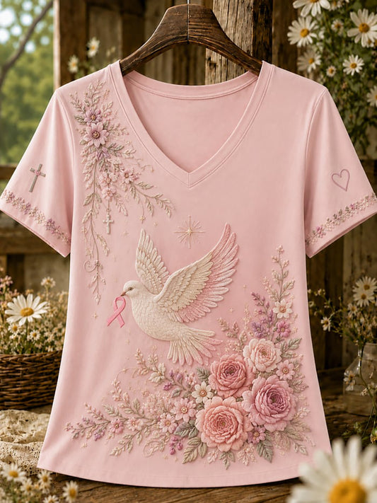 Women'S Breast Cancer Awareness Printed Casual T-Shirt