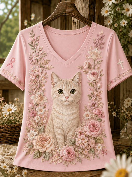 Women'S Breast Cancer Awareness Printed Casual T-Shirt