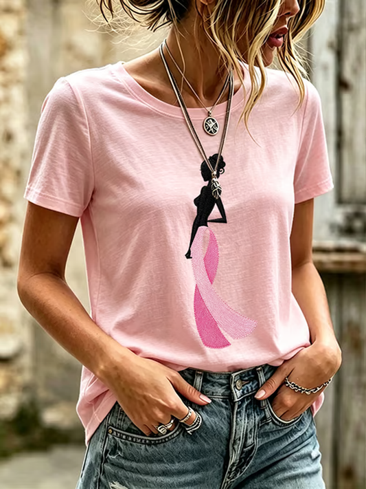 Women's linen short-sleeved T-shirt