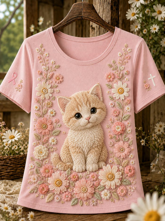 Women'S Breast Cancer Awareness Printed Casual T-Shirt