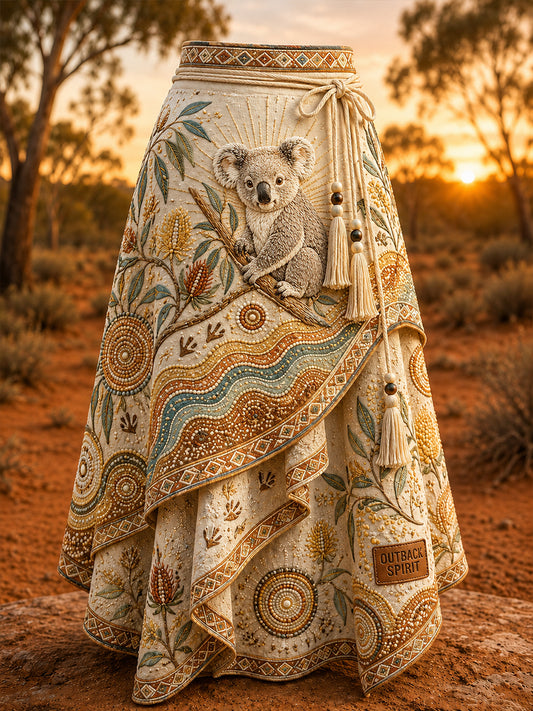 Retro Australian Animal Art Print Casual Midi Skirt