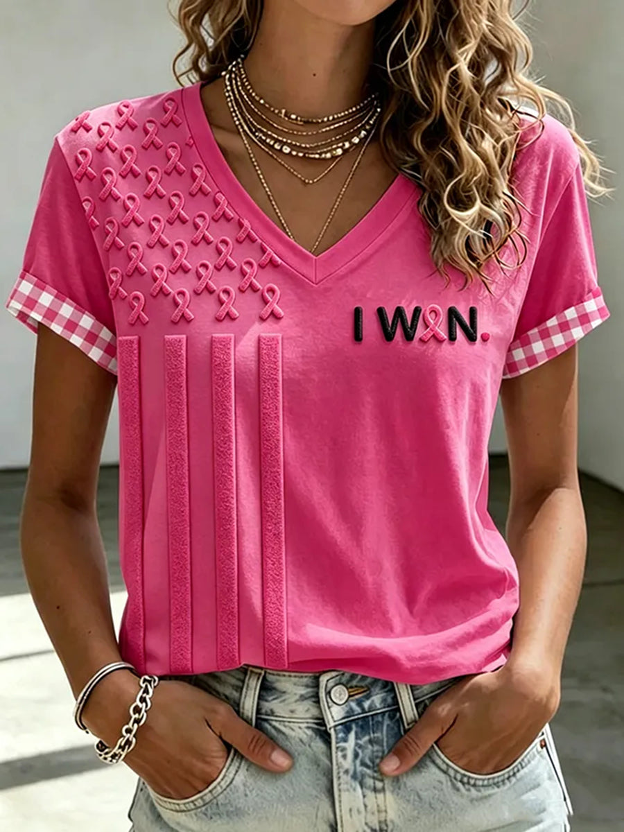 Women'S Breast Cancer Awareness Printed Casual T-Shirt