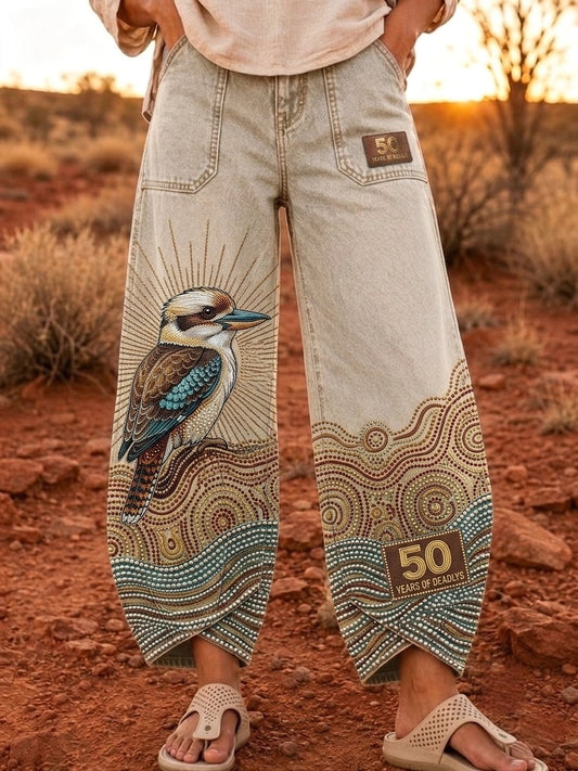 Women's Australia Naidoc Week Print Flared Trousers