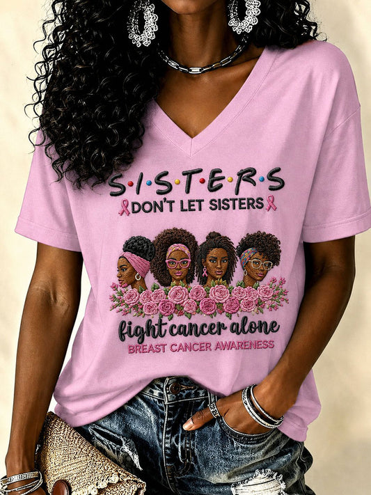 Women's Don't Let Sisters Fight Cancer Alone Short-sleeved T-shirt