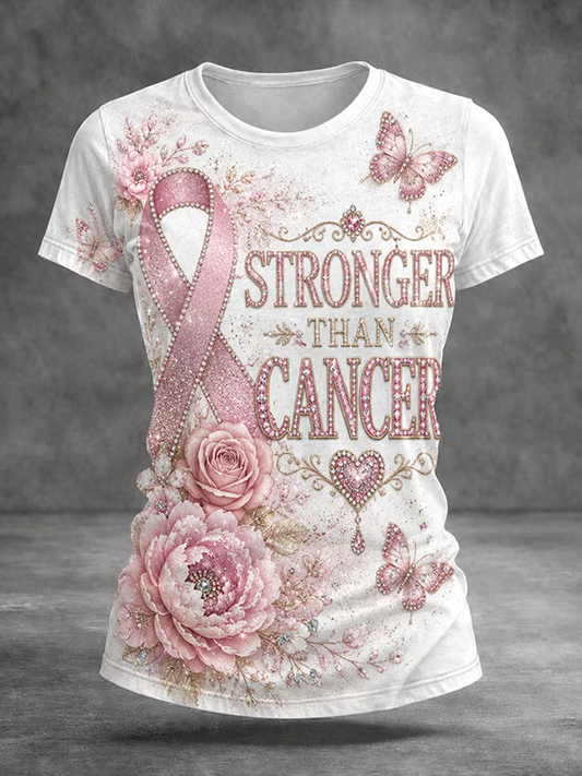 Women's Breast Cancer Awareness Printed short-sleeved T-shirt