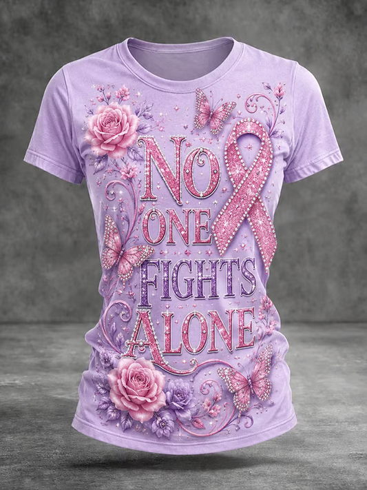 Women's Breast Cancer Awareness Printed short-sleeved T-shirt
