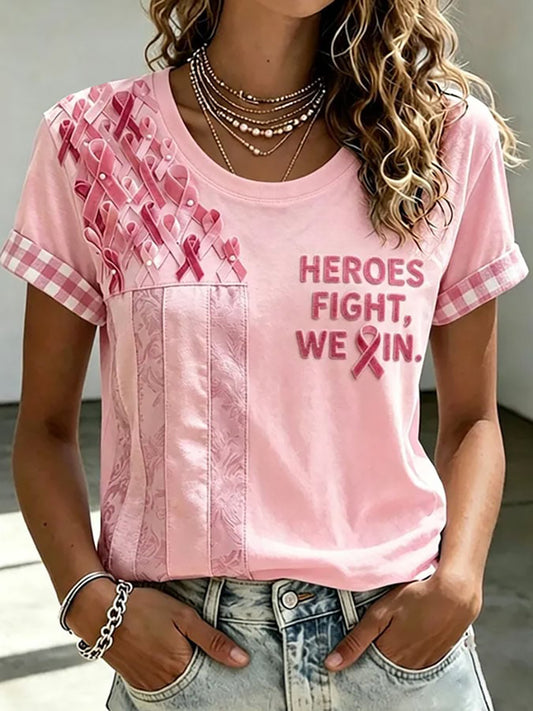 Women'S Breast Cancer Awareness Printed Casual T-Shirt