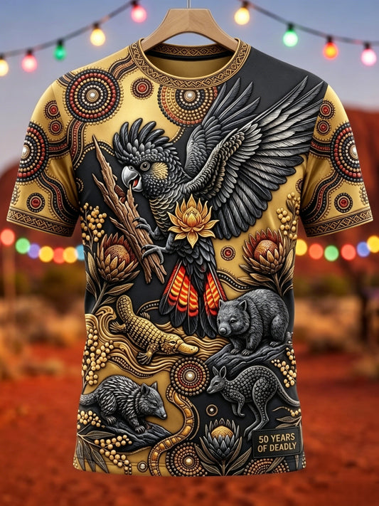 Men's AU Aboriginal Culture Printed Short-Sleeve T-Shirt