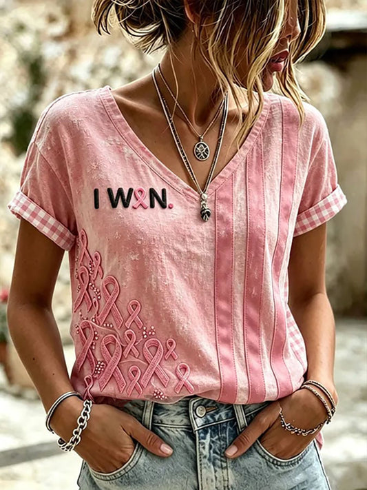 Women'S Breast Cancer Awareness Printed Casual T-Shirt