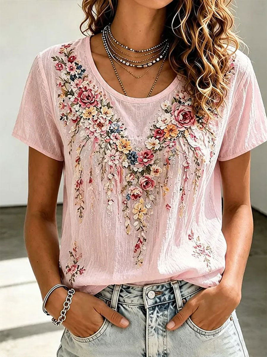 Women's Breast Cancer Awareness Flowers T-shirt