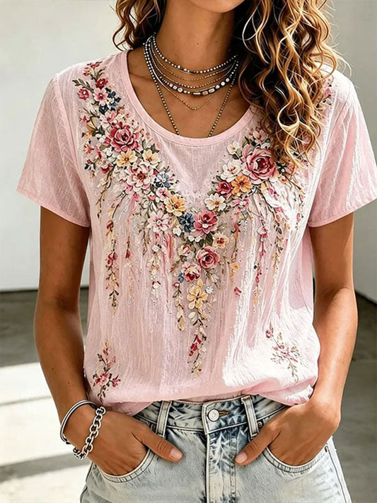 Women's Breast Cancer Awareness Flowers T-shirt