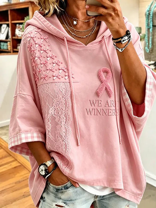 Women'S Breast Cancer Awareness Printed Casual Top