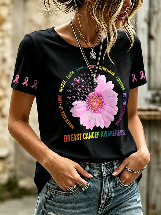 Women's Breast Cancer Awareness Print T-shirt