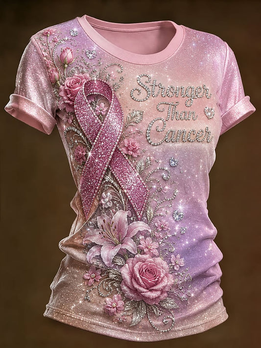 Women's Breast Cancer Awareness Print T-shirt