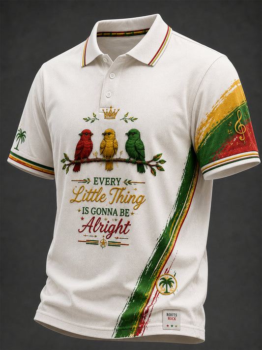 Retro Reggae-Inspired Artistic Casual Polo Shirt