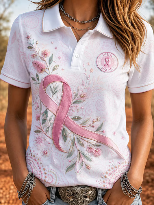 Women's Pink Hope polo T-shirt