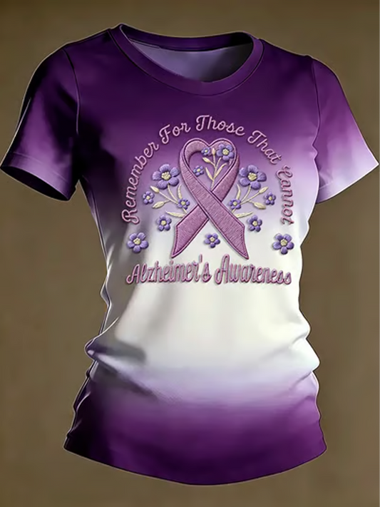 Women's Alzheimer's Awareness Print short-sleeved T-shirt