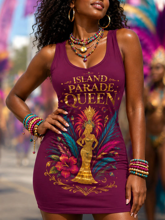 Women's Caribbean Carnival Print Tank Top Dress
