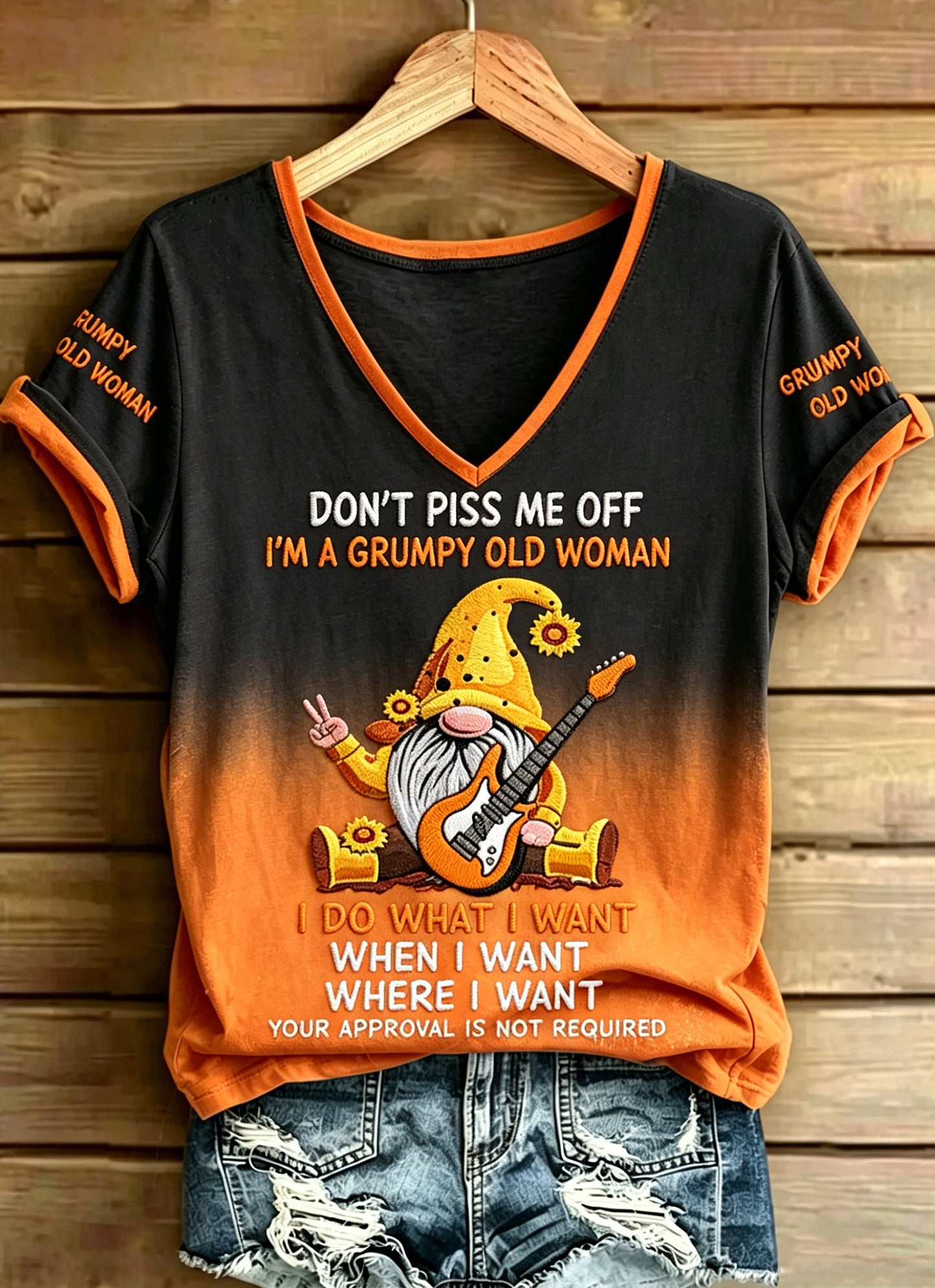 Women's Grumpy Old Woman Printed Vintage Fashion Loose Short Sleeve T-Shirt