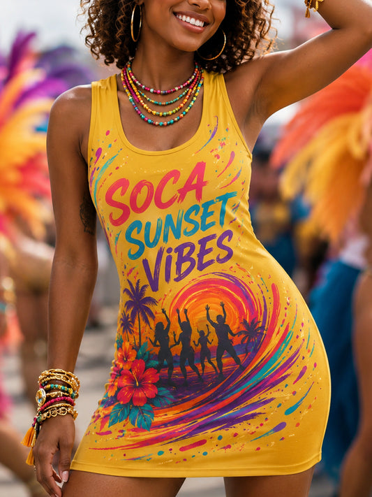 Women's Caribbean Carnival Print Tank Top Dress