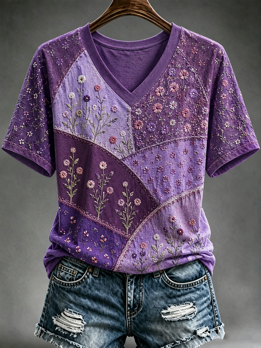Women's floral print short-sleeved T-shirt