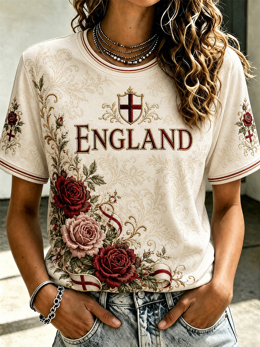 Women's England Print Casual Tee
