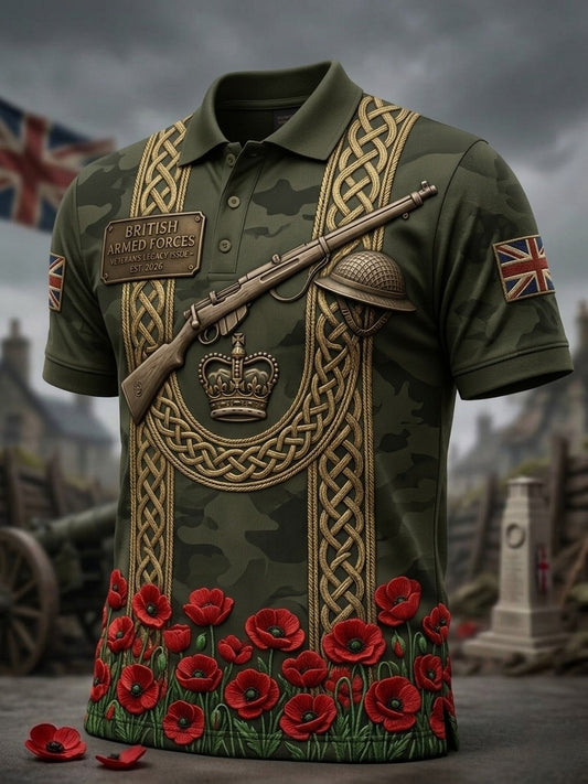 Men's British Veteran Print polo t-shirt