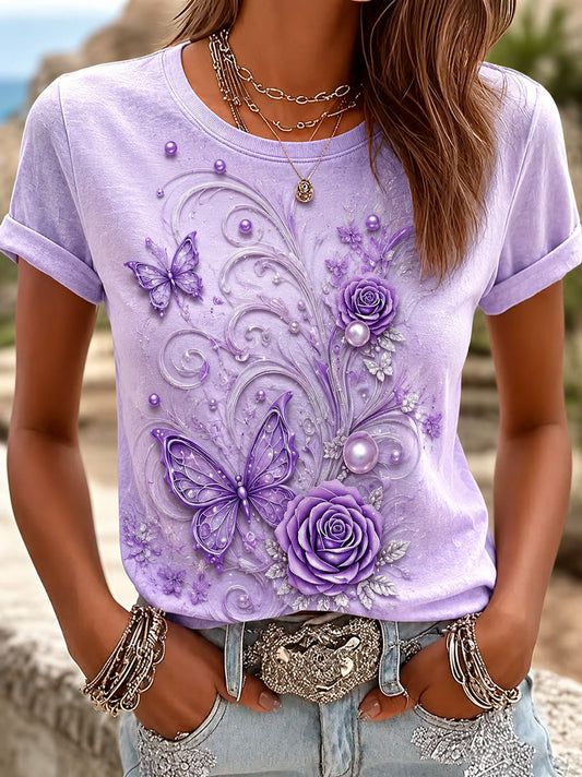 Women's Alzheimer's Awareness Print Casual T-Shirt