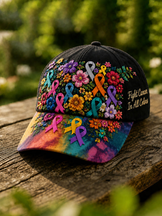 Unisex Fight Cancer In All Colors Cancer Awareness Print Cap